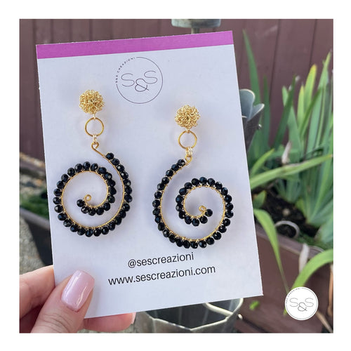 Murano Black Labyrinth Earrings