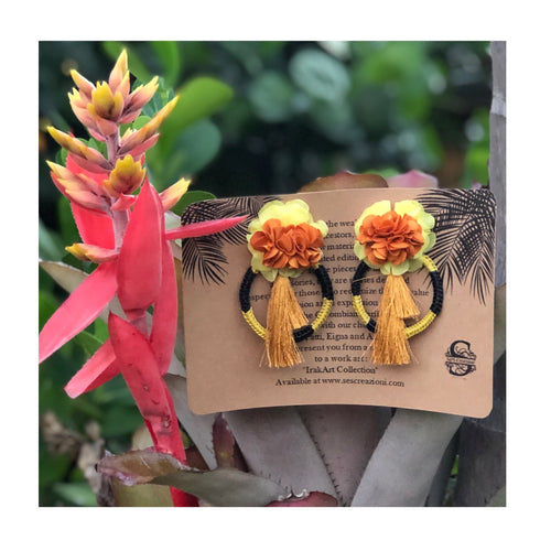 Iraca Palm Earrings Yellow / Black