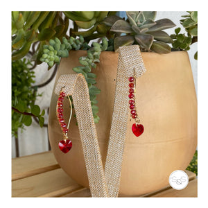 Murano Red Heart Drop Earrings