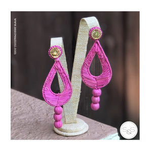 Iraca Palm Earrings Hot Pink Drop