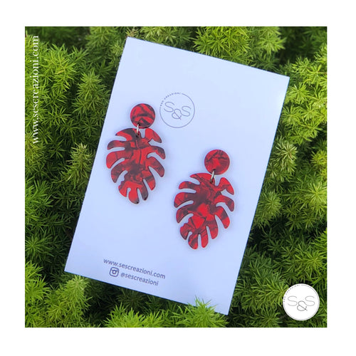 Turtle Leaf Earrings Burgundy