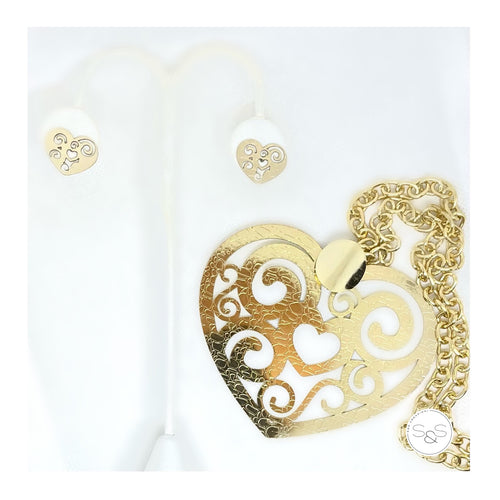 Stainless Steel Heart Set (Earrings include)