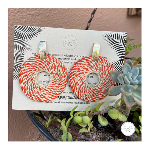 Iraca Palm Earrings Orange Maze