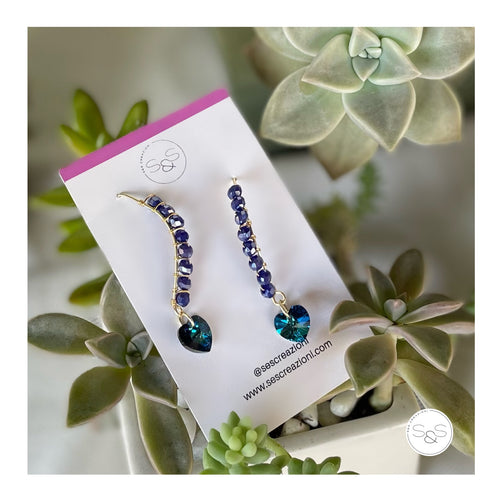 Murano Heart Blue Drop Earrings