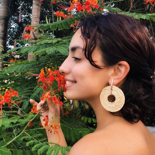 Classic Iraca Palm Wide Earrings