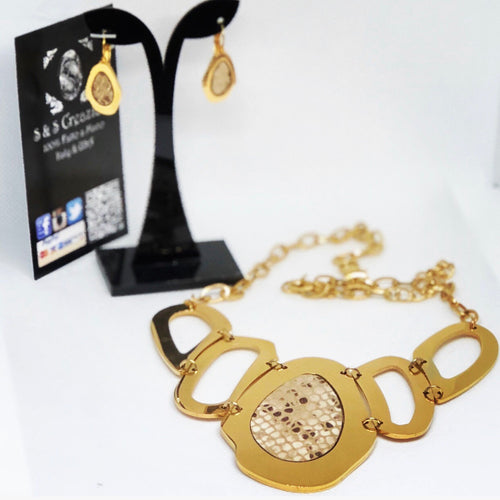 Stainless Steel Leather Set (Earrings include)