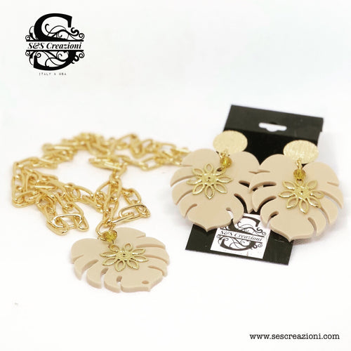 Nude Turtle leaf Set (Earrings include)